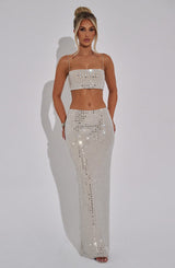 Fioreclo Dimetta Maxi Skirt in Nude