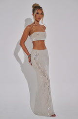 Fioreclo Dimetta Maxi Skirt in Nude