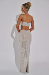 Fioreclo Dimetta Maxi Skirt in Nude