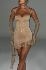 Fioreclo Dixiana Mini Dress in Gold Sparkle