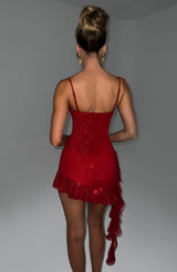 Fioreclo Dixiana Mini Dress in Red Sparkle