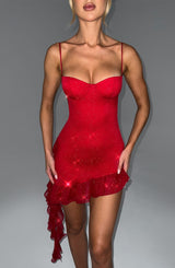 Fioreclo Dixiana Mini Dress in Red Sparkle