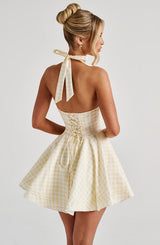 Fioreclo Doriane Mini Dress in Lemon Gingham