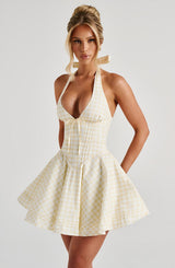 Fioreclo Doriane Mini Dress in Lemon Gingham