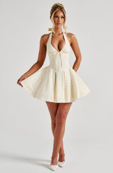 Fioreclo Doriane Mini Dress in Lemon Gingham