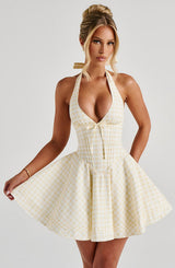Fioreclo Doriane Mini Dress in Lemon Gingham