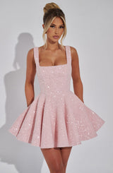 Fioreclo Dorothea Mini Dress in Blush