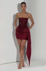 Fioreclo Ebonia Mini Dress in Burgundy