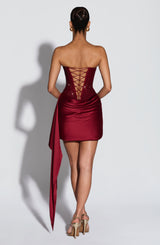 Fioreclo Ebonia Mini Dress in Burgundy