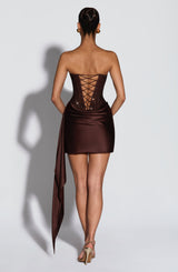 Fioreclo Ebonia Mini Dress in Plum Brown