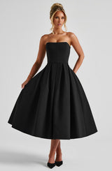 Fioreclo Editha Midi Dress in Black