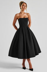 Fioreclo Editha Midi Dress in Black