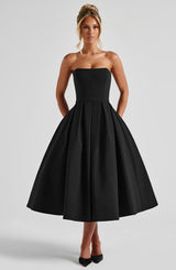 Fioreclo Editha Midi Dress in Black