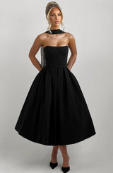 Fioreclo Editha Midi Dress in Black