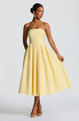 Fioreclo Editha Midi Dress in Lemon
