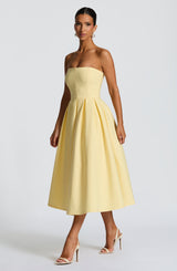 Fioreclo Editha Midi Dress in Lemon