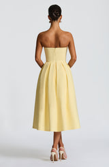 Fioreclo Editha Midi Dress in Lemon