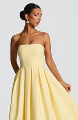 Fioreclo Editha Midi Dress in Lemon