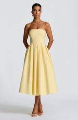 Fioreclo Editha Midi Dress in Lemon
