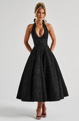 Fioreclo Effina Midi Dress in Black