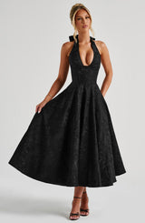 Fioreclo Effina Midi Dress in Black