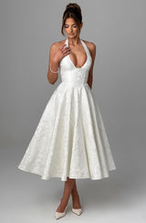 Fioreclo Effina Midi Dress in Ivory