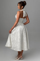 Fioreclo Effina Midi Dress in Ivory
