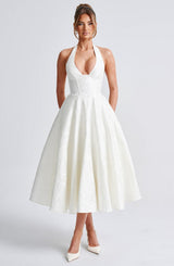 Fioreclo Effina Midi Dress in Ivory