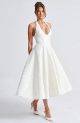 Fioreclo Effina Midi Dress in Ivory