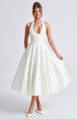 Fioreclo Effina Midi Dress in Ivory