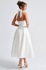 Fioreclo Effina Midi Dress in Ivory