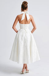 Fioreclo Effina Midi Dress in Ivory