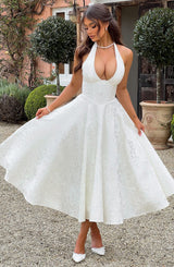 Fioreclo Effina Midi Dress in Ivory