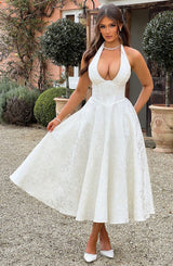 Fioreclo Effina Midi Dress in Ivory