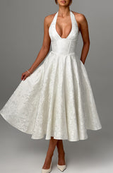 Fioreclo Effina Midi Dress in Ivory