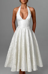 Fioreclo Effina Midi Dress in Ivory