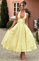 Fioreclo Effina Midi Dress in Lemon