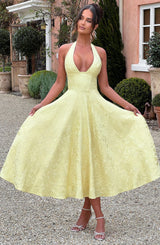 Fioreclo Effina Midi Dress in Lemon