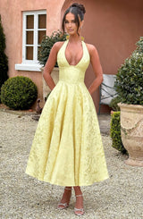 Fioreclo Effina Midi Dress in Lemon