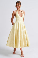 Fioreclo Effina Midi Dress in Lemon