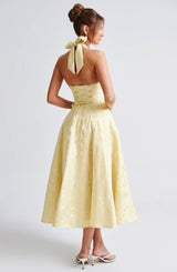 Fioreclo Effina Midi Dress in Lemon