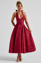 Fioreclo Effina Midi Dress in Red