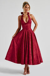 Fioreclo Effina Midi Dress in Red