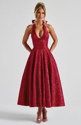 Fioreclo Effina Midi Dress in Red