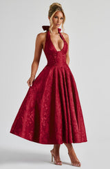 Fioreclo Effina Midi Dress in Red