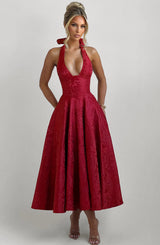 Fioreclo Effina Midi Dress in Red