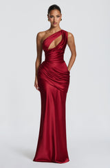 Fioreclo Elmira Maxi Dress in Deep Red