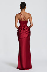 Fioreclo Elmira Maxi Dress in Deep Red