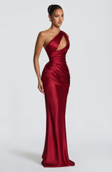 Fioreclo Elmira Maxi Dress in Deep Red