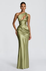 Fioreclo Elmira Maxi Dress in Light Olive
